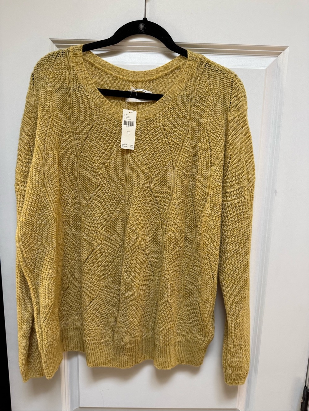 Anthropologie Cable-Knit Crewneck Sweater in Mustard